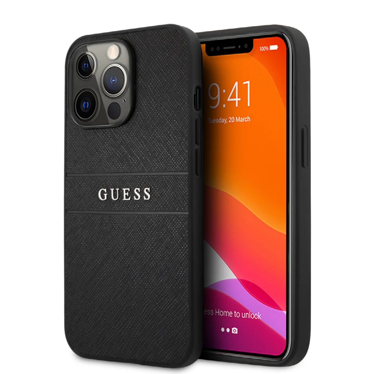Guess Saffiano Hard Case Θήκη προστασίας από δερματίνη – iPhone 13 Pro Μαύρο
