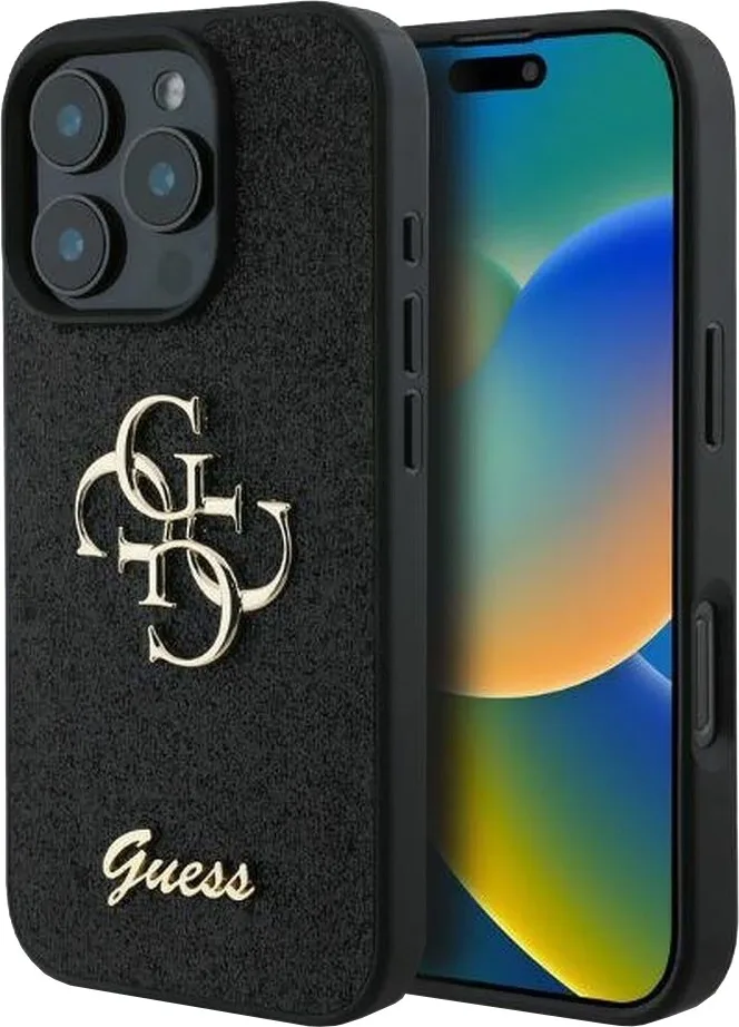 Guess Fixed Glitter 4G Logo Case για Apple iPhone 16 Pro - Μαύρο