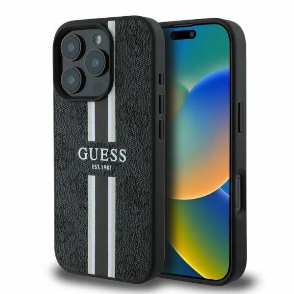 Guess 4g Printed Stripes Back Cover Πλαστικό για iPhone 16 Pro - Μαύρο