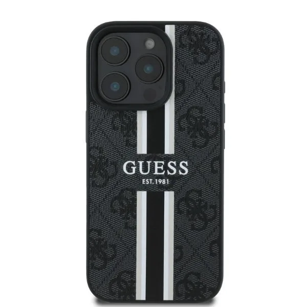 Guess 4g Printed Stripes Back Cover Πλαστικό για iPhone 16 Pro - Μαύρο – εικόνα 3
