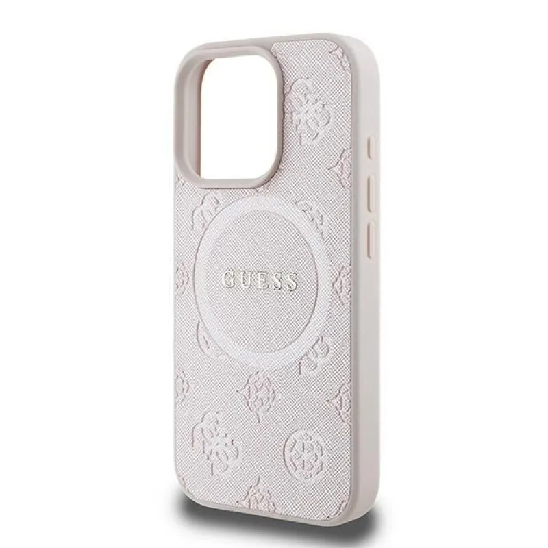 Guess Saffiano Peony Classic Logo MagSafe Back Cover Πλαστικό για iPhone 16 Pro - Ροζ – εικόνα 4