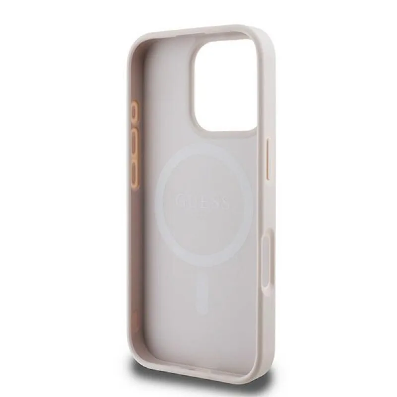 Guess Saffiano Peony Classic Logo MagSafe Back Cover Πλαστικό για iPhone 16 Pro - Ροζ – εικόνα 3