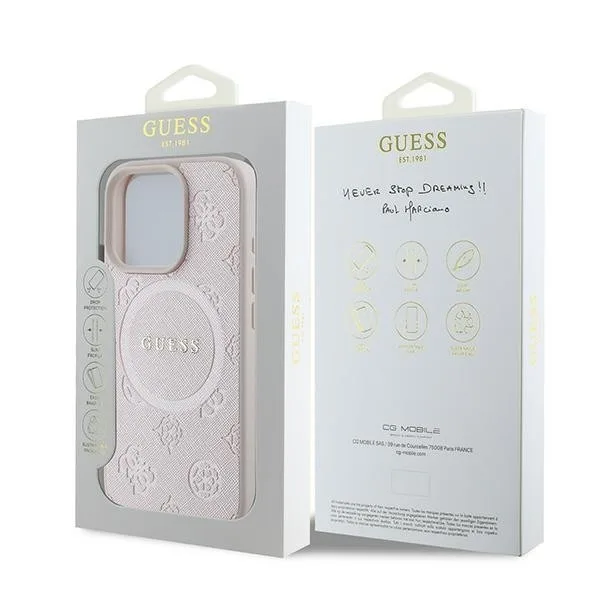 Guess Saffiano Peony Classic Logo MagSafe Back Cover Πλαστικό για iPhone 16 Pro - Ροζ – εικόνα 2