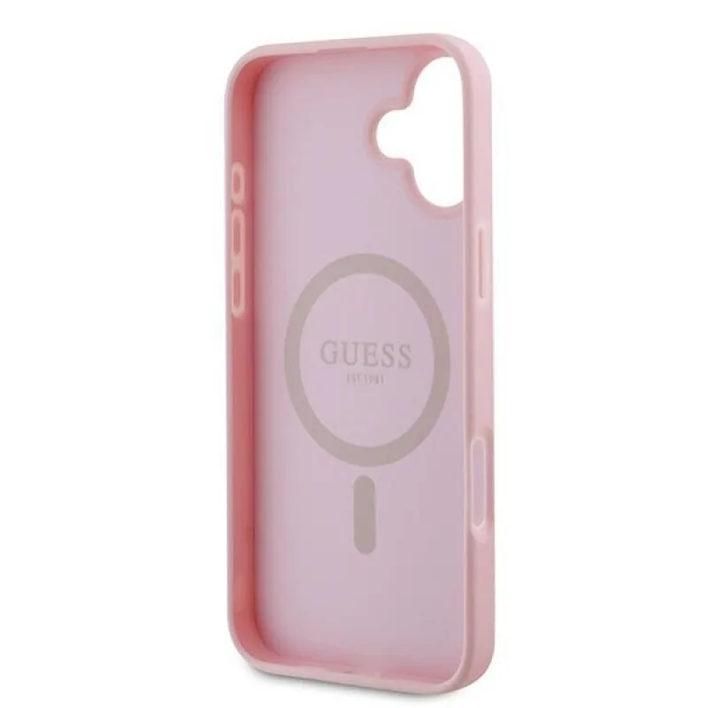 Guess Grained Gold Ring Magsafe Back Cover για iPhone 16 Plus - Ροζ – εικόνα 2