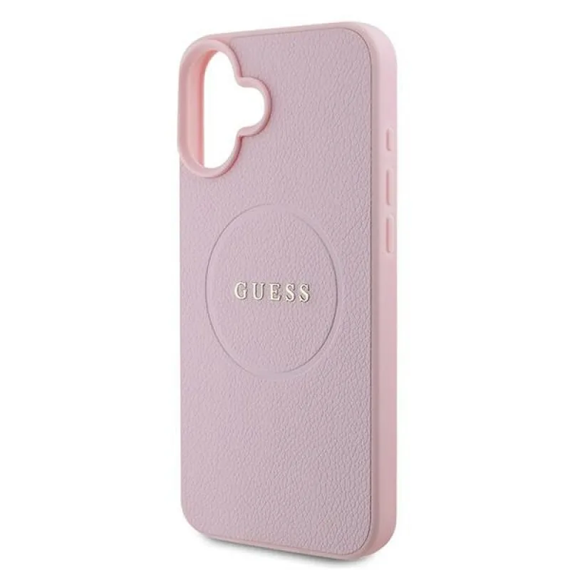 Guess Grained Gold Ring Magsafe Back Cover για iPhone 16 Plus - Ροζ – εικόνα 5