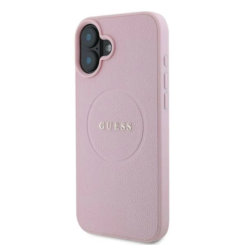 Guess Grained Gold Ring Magsafe Back Cover για iPhone 16 Plus - Ροζ – εικόνα 4