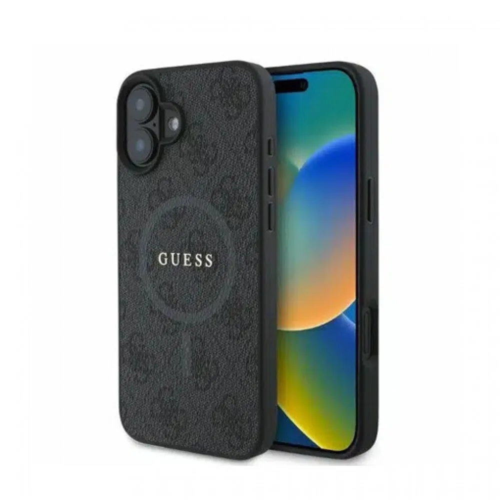 Guess Back Cover Δερμάτινο για iPhone 16 - Μαύρο