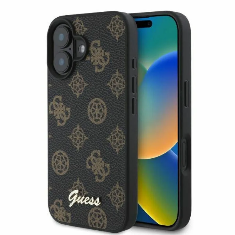 Guess Peony Script Back Cover για iPhone 16 - Μαύρο