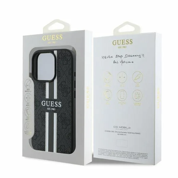 Guess 4g Printed Stripes Back Cover Πλαστικό για iPhone 16 Pro Max - Μαύρο – εικόνα 5