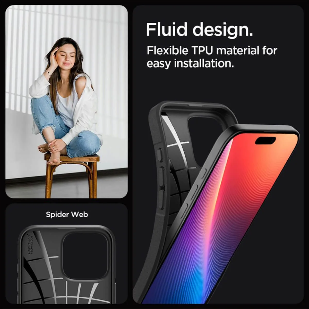 Spigen Core Armor Back Cover Σιλικόνης για iPhone 16 Pro - Μαύρο – εικόνα 2