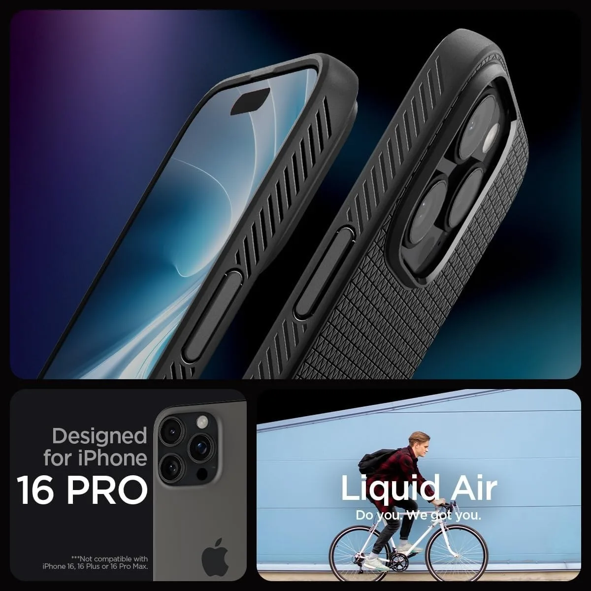 Θήκη Spigen Liquid Air Back Cover Σιλικόνης για iPhone 16 Pro - Matte Black – εικόνα 4