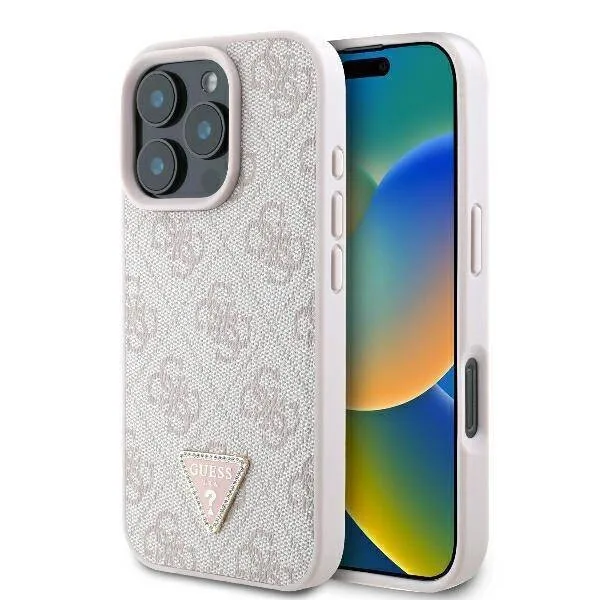 Guess 4g Triangle Strass Magsafe Back Cover για iPhone 16 Pro - Ροζ