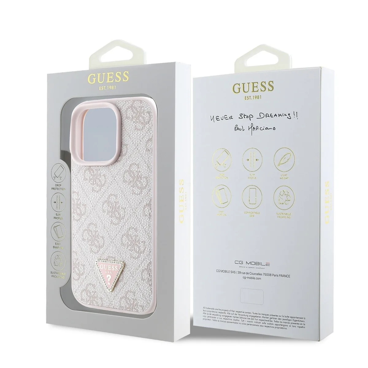 Guess 4g Triangle Strass Magsafe Back Cover για iPhone 16 Pro - Ροζ – εικόνα 2