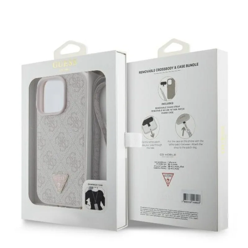 Guess Back Cover Δερμάτινο με Λουράκι για iPhone 16 Pro - Ροζ – εικόνα 2