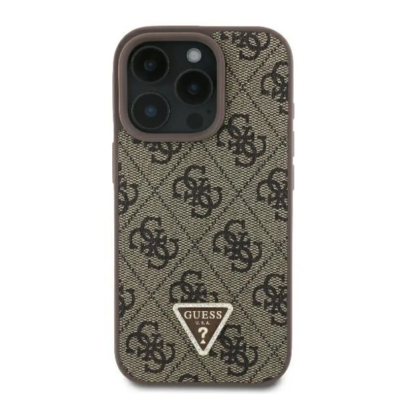 Guess Metal Logo Strass Crossbody Back Cover με Λουράκι για iPhone 16 Pro Max - Καφέ – εικόνα 2