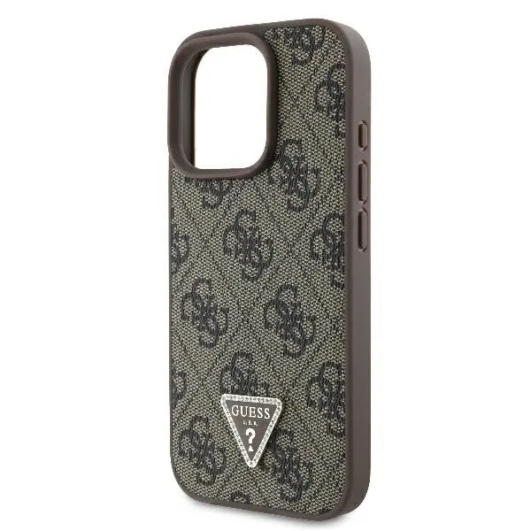 Guess Metal Logo Strass Crossbody Back Cover με Λουράκι για iPhone 16 Pro Max - Καφέ – εικόνα 5