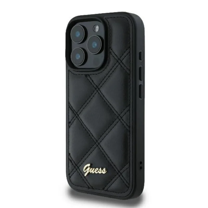 Guess Quilted Metal Logo Back Cover για iPhone 16 Pro Max - Μαύρο – εικόνα 5