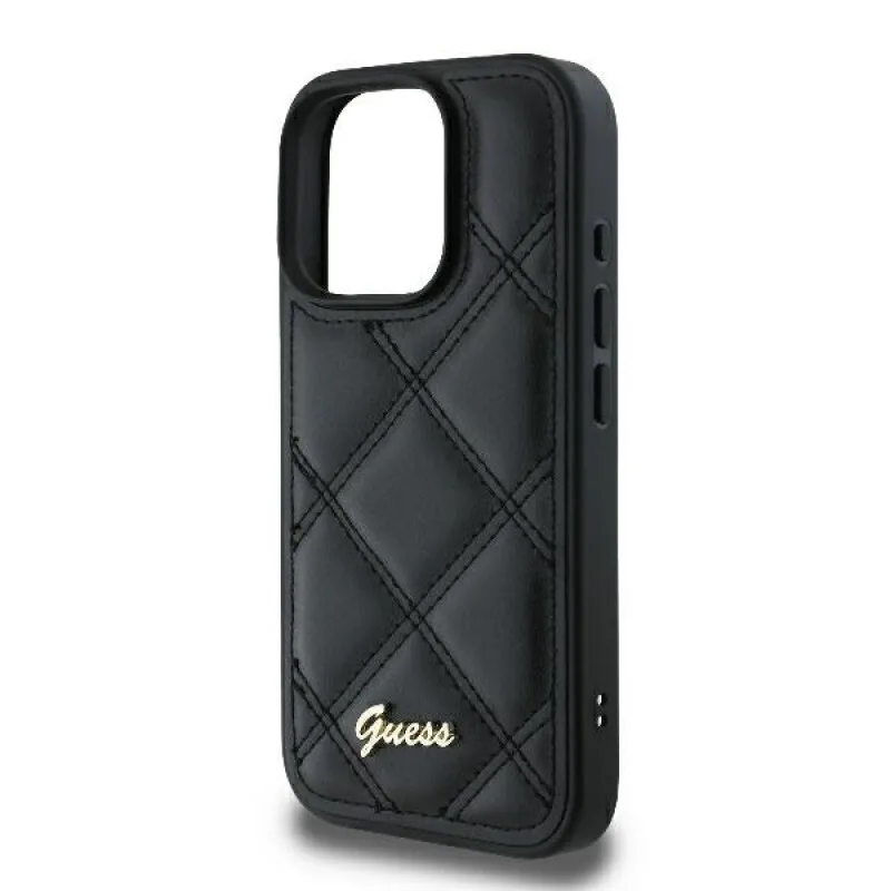 Guess Quilted Metal Logo Back Cover για iPhone 16 Pro Max - Μαύρο – εικόνα 3