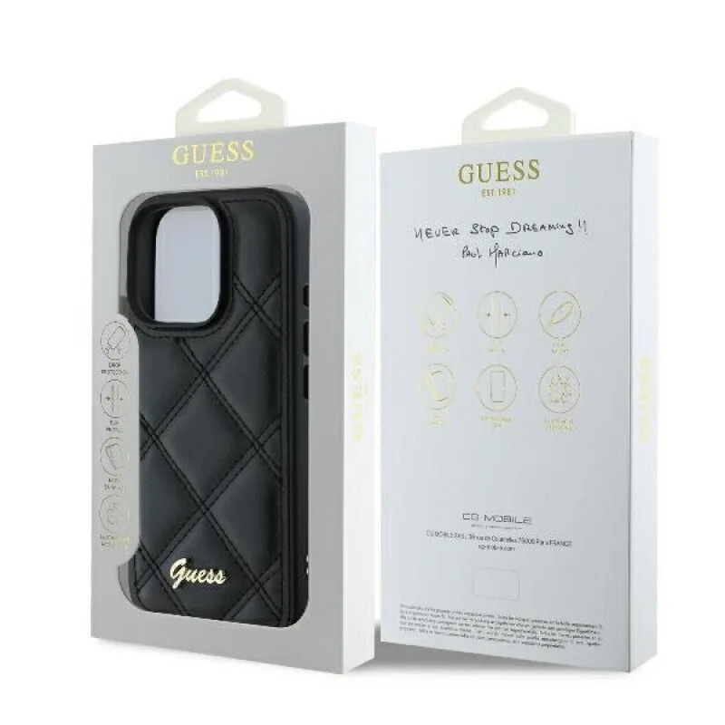 Guess Quilted Metal Logo Back Cover για iPhone 16 Pro Max - Μαύρο – εικόνα 2