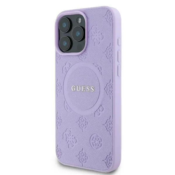 Guess Saffiano Peony Classic Logo Magsafe Back Cover για iPhone 16 Pro Max - Μωβ – εικόνα 3
