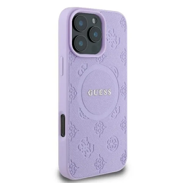 Guess Saffiano Peony Classic Logo Magsafe Back Cover για iPhone 16 Pro Max - Μωβ – εικόνα 5