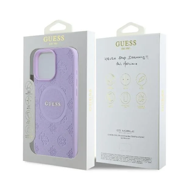 Guess Saffiano Peony Classic Logo Magsafe Back Cover για iPhone 16 Pro Max - Μωβ – εικόνα 2