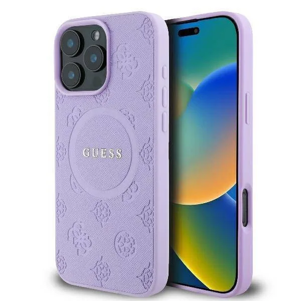 Guess Saffiano Peony Classic Logo Magsafe Back Cover για iPhone 16 Pro Max - Μωβ