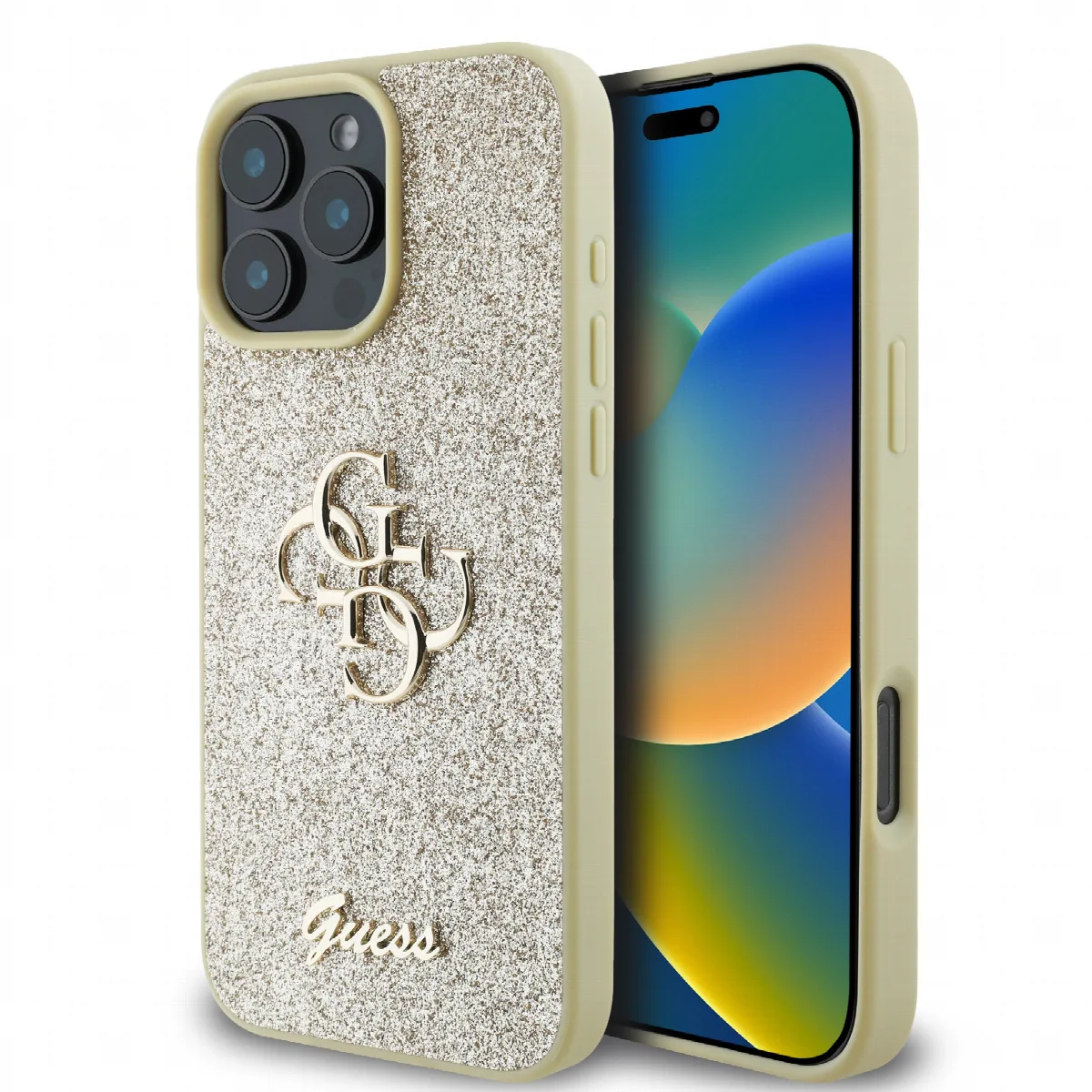 Guess Fixed Glitter Big 4G Logo Case Θήκη προστασίας από σιλικόνη – iPhone 16 Pro Χρυσό – GUHCP16LHG4SGD