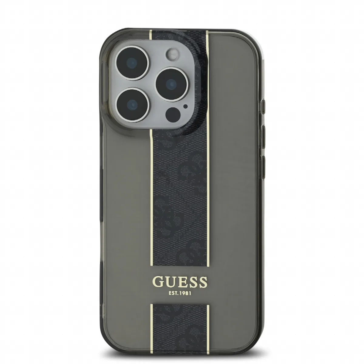 Guess Translucent IML 4G Middlestripe Case Θήκη προστασίας από σιλικόνη – iPhone 16 Pro Μαύρο – GUHCP16LHS4PPK – εικόνα 4