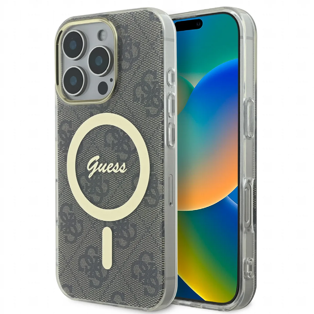 Guess Magsafe “4G Logο” Hard Case Ημιδιάφανη Θήκη προστασίας από σκληρό πλαστικό – iPhone 16 Pro Διάφανο/Καφέ – GUHMP16LH4STW