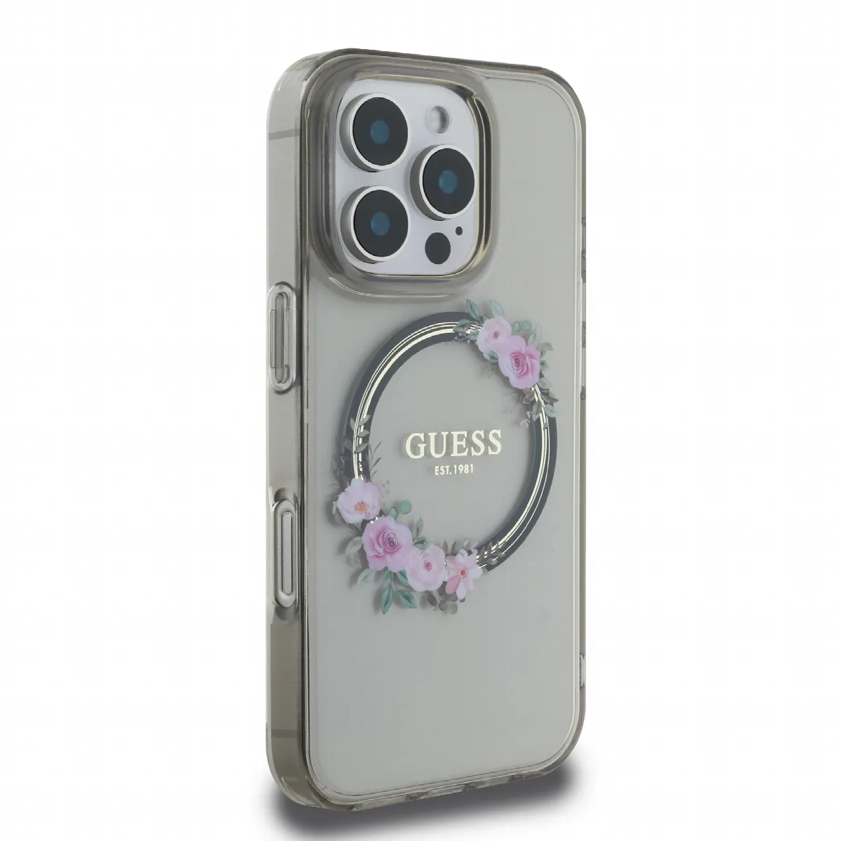 Guess Magsafe “Flower Wreath” Hard Case Θήκη προστασίας από σκληρό πλαστικό – iPhone 16 Pro Μαύρο – GUHMP16LHFWFCK – εικόνα 2
