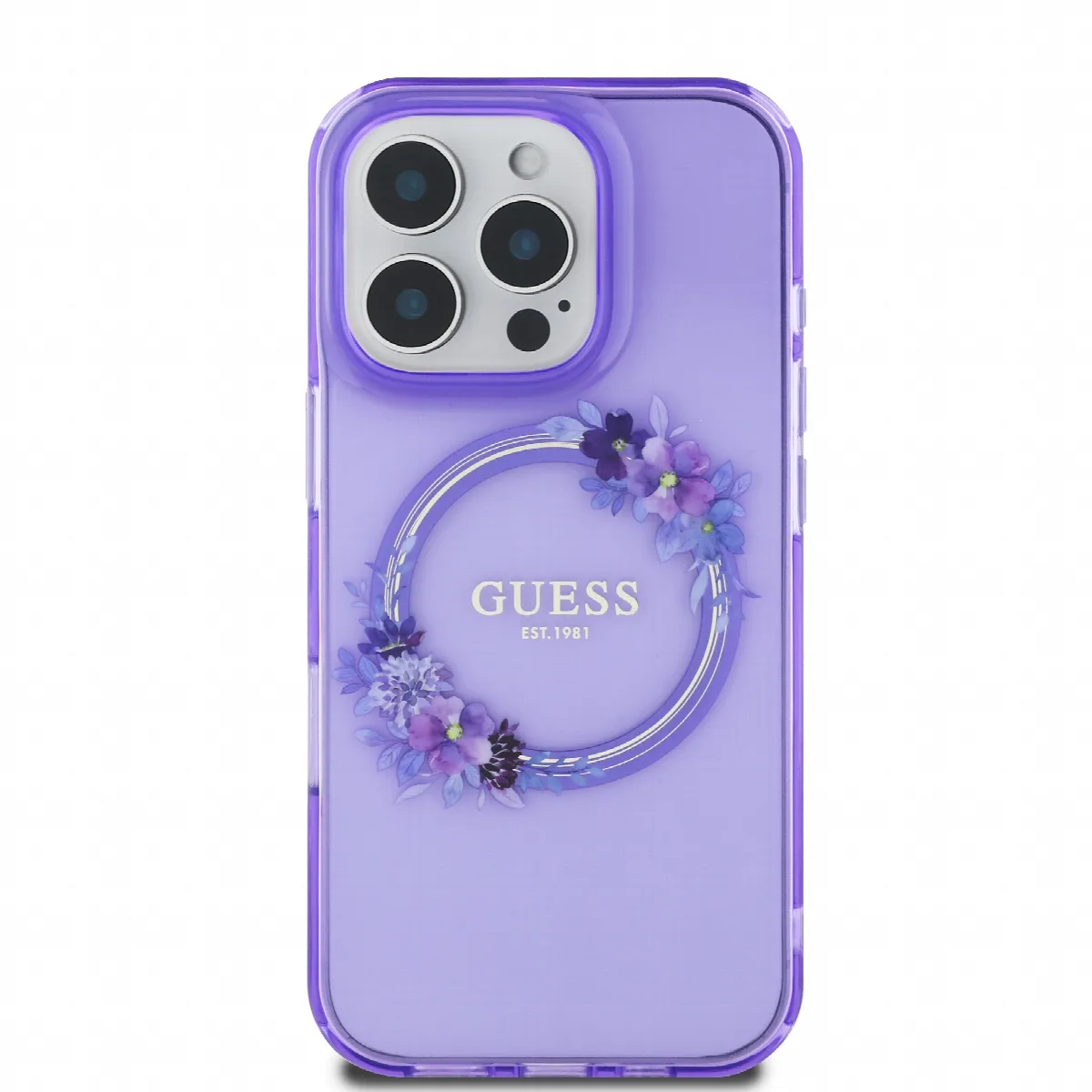Guess Magsafe “Flower Wreath” Hard Case Θήκη προστασίας από σκληρό πλαστικό – iPhone 16 Pro Μωβ – GUHMP16LHFWFCU – εικόνα 4