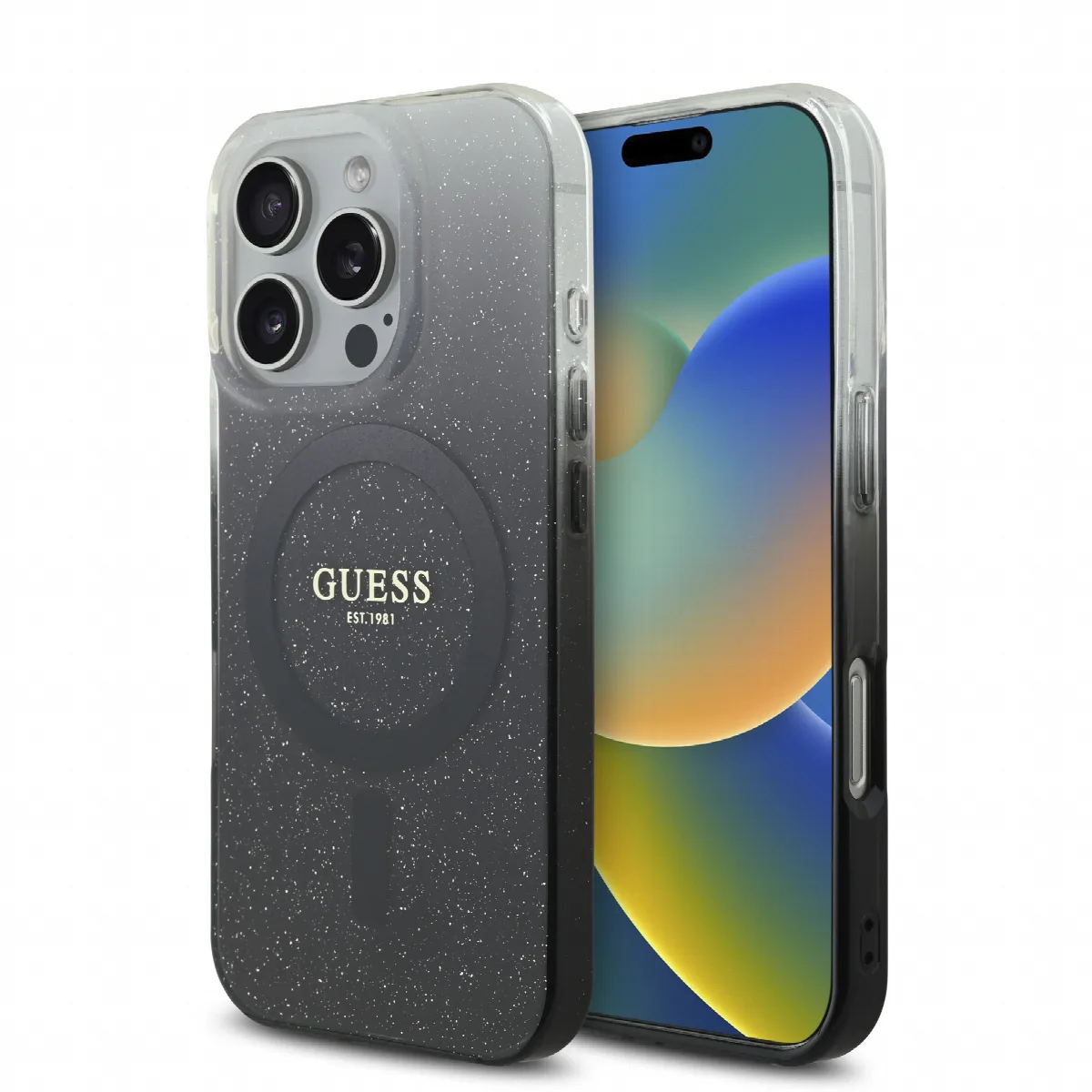 Guess Magsafe “Glitter Gradient” Hard Case Θήκη προστασίας από σκληρό πλαστικό – iPhone 16 Pro Μαύρο – GUHMP16LHGRCELK