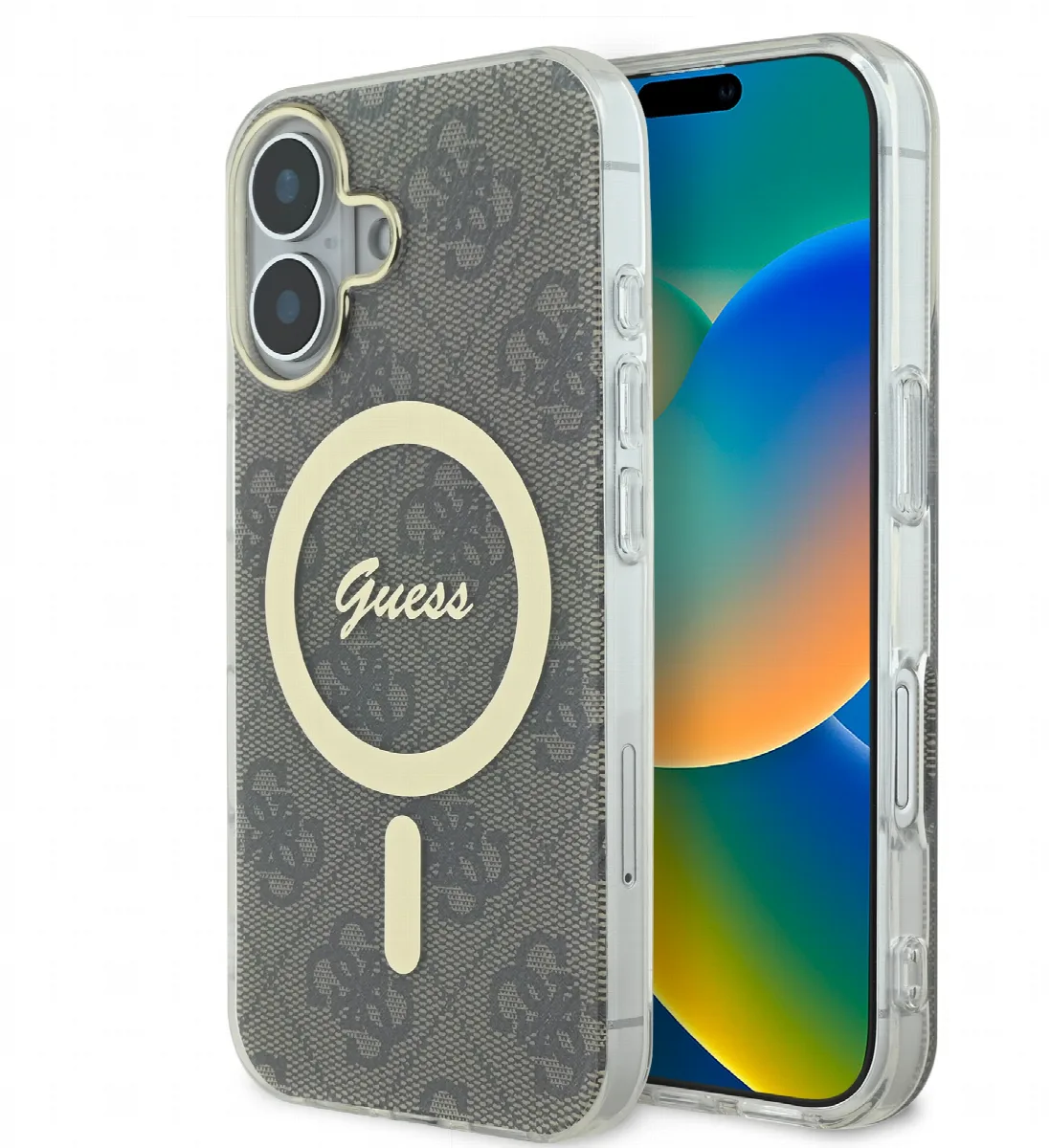 Guess Magsafe “4G Logο” Hard Case Ημιδιάφανη Θήκη προστασίας από σκληρό πλαστικό – iPhone 16 Διάφανο/Καφέ – GUHMP16SH4STW