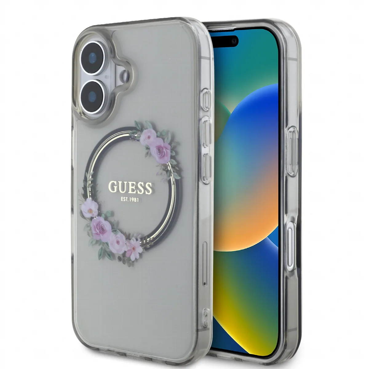Guess Magsafe “Flower Wreath” Hard Case Θήκη προστασίας από σκληρό πλαστικό – iPhone 16 Μαύρο – GUHMP16SHFWFCK