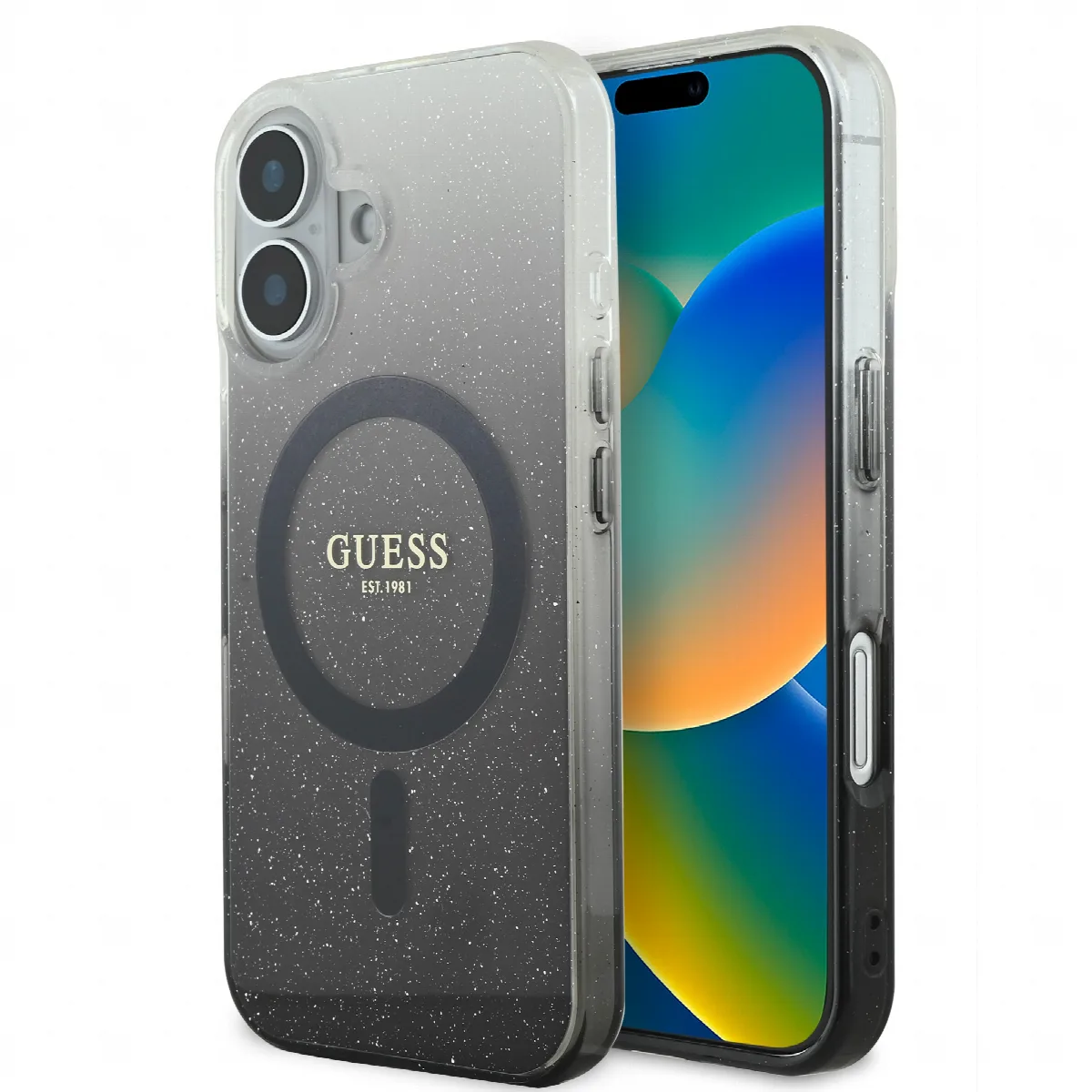 Guess Magsafe “Glitter Gradient” Hard Case Θήκη προστασίας από σκληρό πλαστικό – iPhone 16 Μαύρο – GUHMP16SHGRCELK