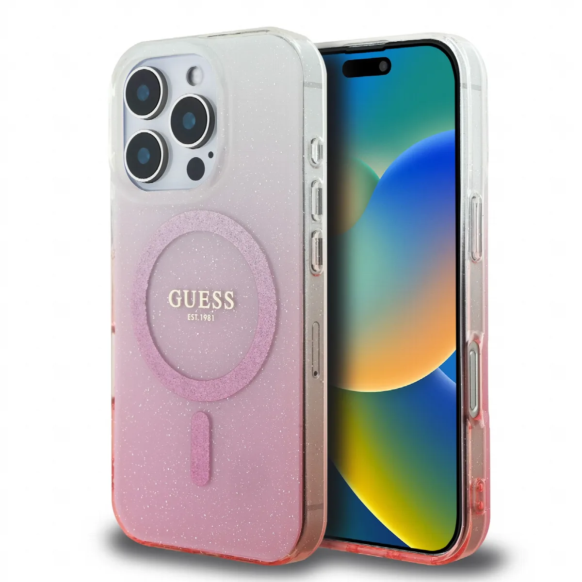 Guess Magsafe “Glitter Gradient” Hard Case Θήκη προστασίας από σκληρό πλαστικό – iPhone 16 Pro Max Ροζ – GUHMP16XHGRCELP