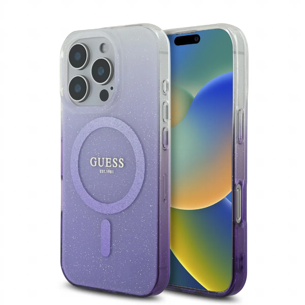 Guess Magsafe “Glitter Gradient” Hard Case Θήκη προστασίας από σκληρό πλαστικό – iPhone 16 Pro Max Μωβ – GUHMP16XHGRCELU