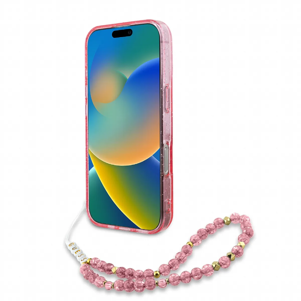 Guess Magsafe “Glitter with Pearl Strap” Hard Case Θήκη προστασίας από σκληρό πλαστικό – iPhone 16 Pro Ροζ – GUHMP16LHGCRELSF – εικόνα 2
