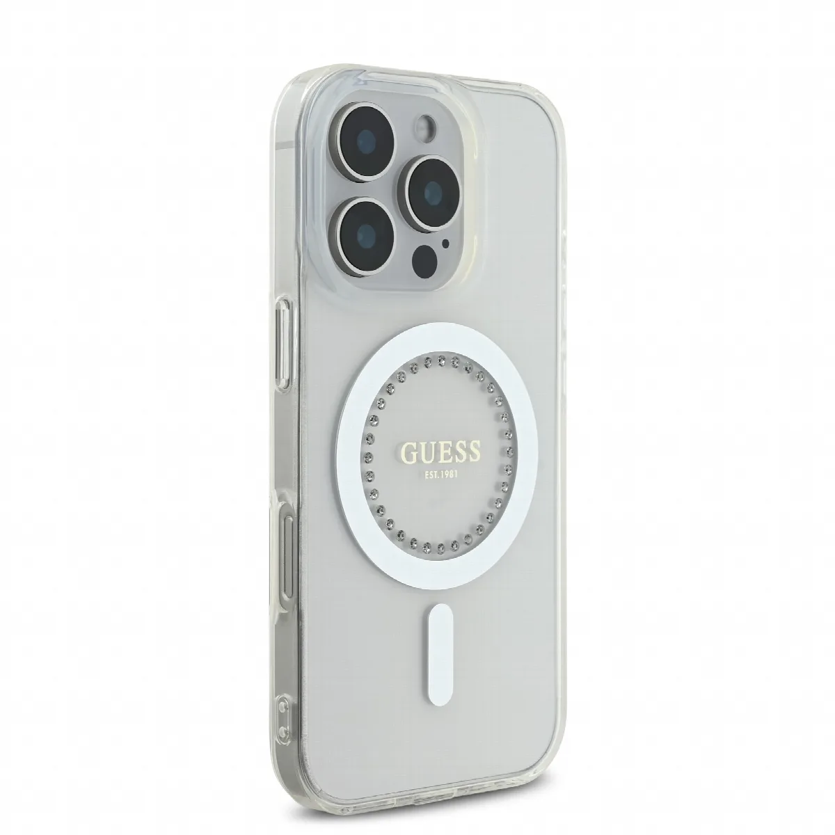 Guess Magsafe “Rhinestones” Hard Case Θήκη προστασίας από σκληρό πλαστικό – iPhone 16 Pro Λευκό – GUHMP16LPFTDTEH – εικόνα 2