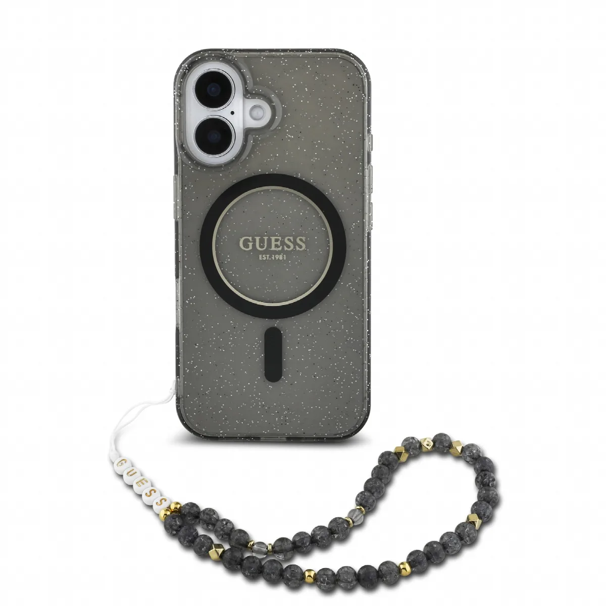 Guess Magsafe “Glitter with Pearl Strap” Hard Case Θήκη προστασίας από σκληρό πλαστικό – iPhone 16 Μαύρο – GUHMP16SHGCRELSK – εικόνα 4