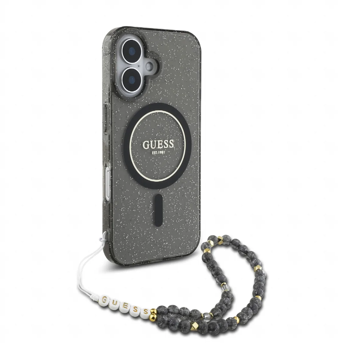 Guess Magsafe “Glitter with Pearl Strap” Hard Case Θήκη προστασίας από σκληρό πλαστικό – iPhone 16 Μαύρο – GUHMP16SHGCRELSK – εικόνα 3
