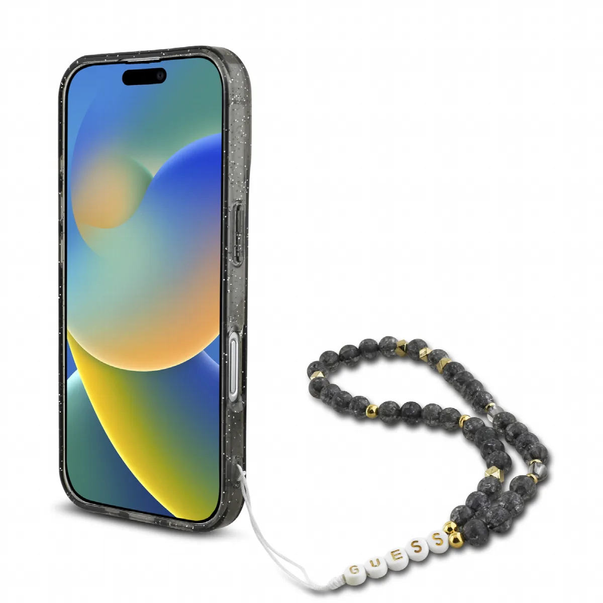 Guess Magsafe “Glitter with Pearl Strap” Hard Case Θήκη προστασίας από σκληρό πλαστικό – iPhone 16 Μαύρο – GUHMP16SHGCRELSK – εικόνα 2