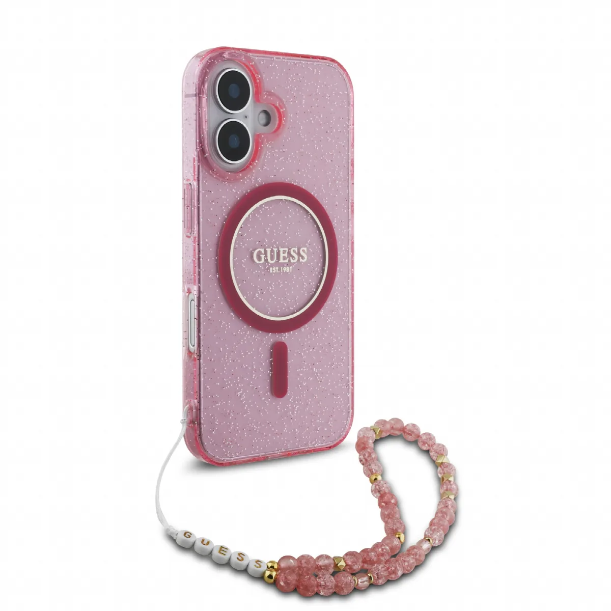 Guess Magsafe “Glitter with Pearl Strap” Hard Case Θήκη προστασίας από σκληρό πλαστικό – iPhone 16 Ροζ – GUHMP16SHGCRELSF – εικόνα 4