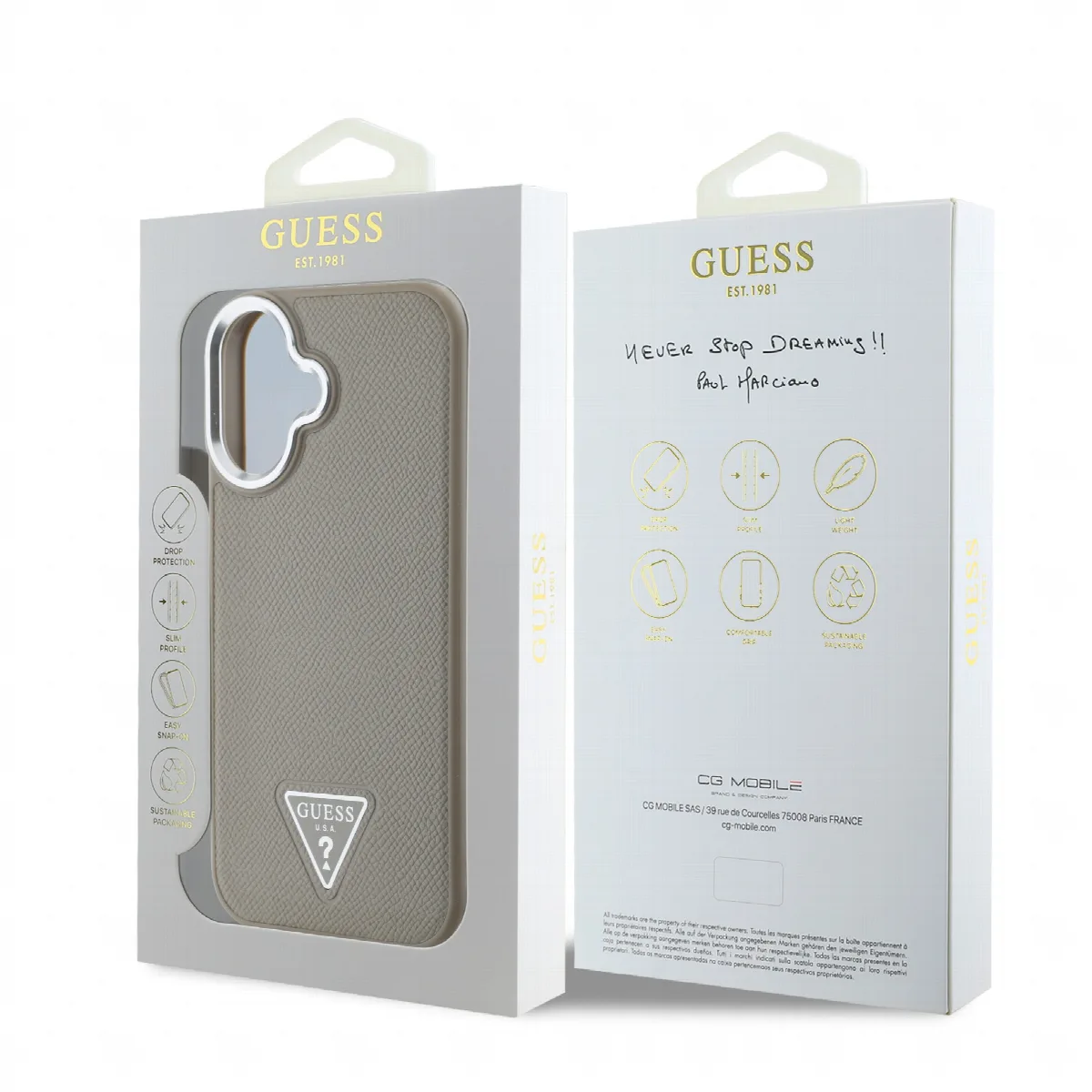 Guess Magsafe “Triangle Logo” Grained PU Case Θήκη προστασίας από δερματίνη – iPhone 16 Καφέ – GUHMP16SPGTSPSW