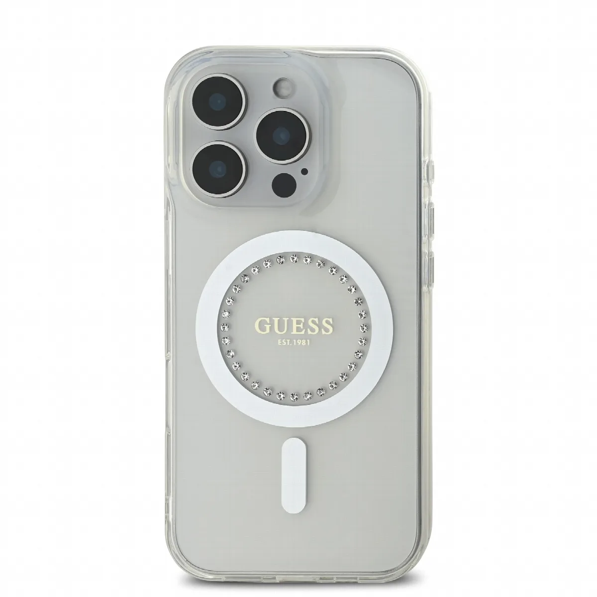 Guess Magsafe “Rhinestones” Hard Case Θήκη προστασίας από σκληρό πλαστικό – iPhone 16 Pro Max Λευκό – GUHMP16XPFTDTEH – εικόνα 4