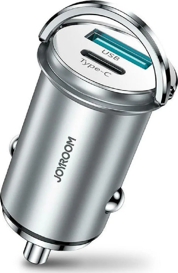 Joyroom Φορτιστής Αυτοκινήτου με USB και Type-C - Ασημί