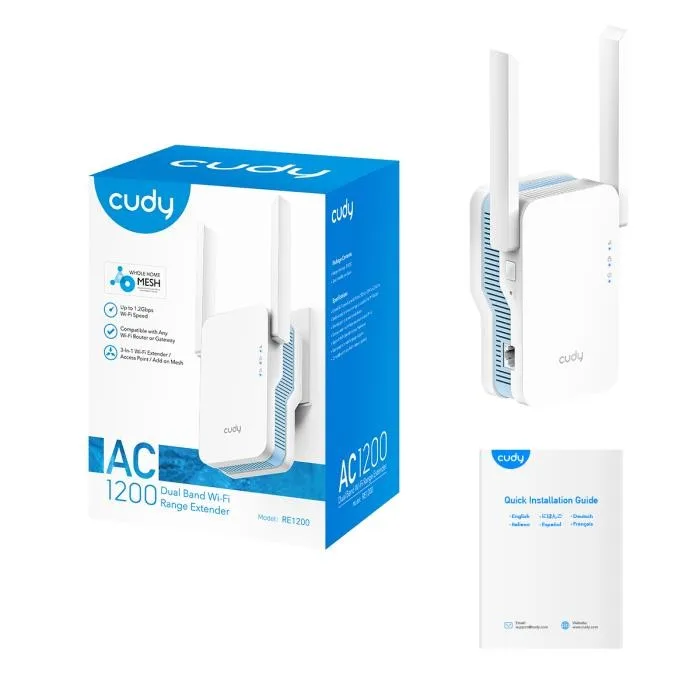 Range Extender WiFi Mesh Repeater AC1200 Cudy RE1200 - Λευκό/Μπλε – εικόνα 2