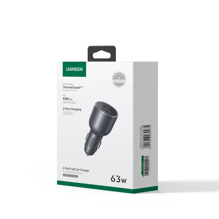 Car Charger UGREEN EC701 63W PD+USB QC3.0 Black 35023 – εικόνα 2