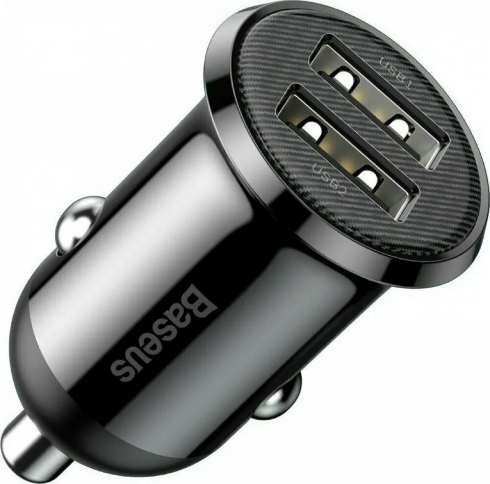Baseus Grain Pro Φορτιστής Αυτοκινήτου με 2xUSB - Μαύρο